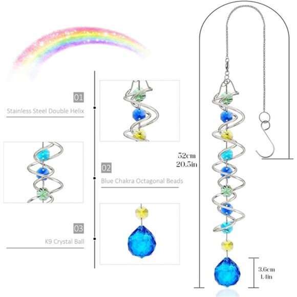 20.5inch Gazing Ball Spiral Tail,Decorative Wind Spinner Sun - Picture 13 of 14